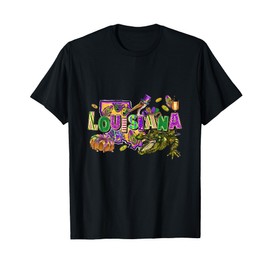 Louisiana Mardi Gras New Orleans Alligator Pelican Crawfish T-Shirt