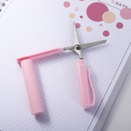 Mini Folding Compact Pen Twiggy Scissors,Pen Style, 2-in-1 Safety Cutting Tool for Art, DIY, Use Safety Easy to Store Craft Supplies Home Diy Crafts（Pink ）