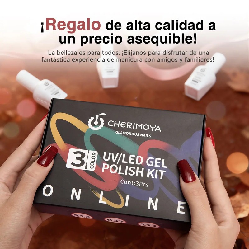 Kit Esmaltes Semipermanentes Gama De 3 Geles 15ml Cherimoya