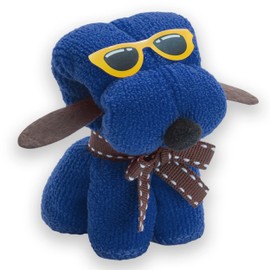 noTrash2003 Pack of 3 Children's Wash Cloths in Funny Dog Shape Mini Towel Wash Cloth Made of 310 g/m² Microfibre 20 cm x 20 cm in Gift Box (Blue)