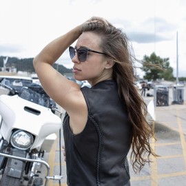 Milwaukee Leather Premium Motorcycle Biker Rider Leather Vest for Women |LKL|ML|MLL|SH - Medium
