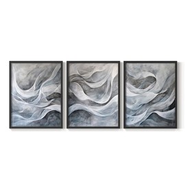 Renditions Gallery Set of 3 Peel & Stick Framed Prints, Modern Abstract Wall Art, Black and Beige Random Pattern Wall Decor, Re-Stickable - Ready to Hang - 8"x10" - Black Frame LT597