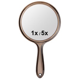 Macaki Handheld Mirror with Handle, 10.5 x 5.7 inches, Double-Sided 1X/5X Magnification Travel Makeup Mirror for Women,Black