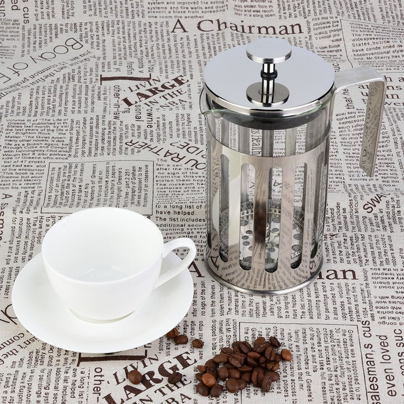Stainless Steel Glass French Press Filter Coffee Pot Household Tea