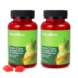 NEWELLME Sugar-Free Apple Cider Vinegar Gummies B12 Multivitamin,ACV Supplement Gummy Vitamins,Vegetarian Supplement for Women & Men,Non GMO,Support Normal Energy Levels & Gut Health 120 Gummies (120)