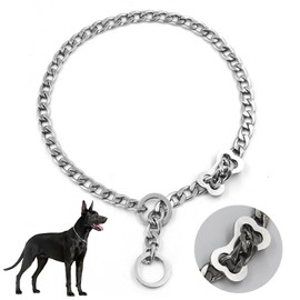 Stainless Steel Dog Collar, Adjustable Dog Collar, P-Chain Dog Collar for Dog Walking (L (59 cm/23.2 inches)