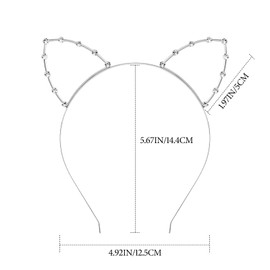 Bunnycool 2 Pcs Crystal Cat Ears Headband Rhinestone Cat Ear Tiaras Hair Band Party Cosplay Costume Accessory for Women Golden Silver