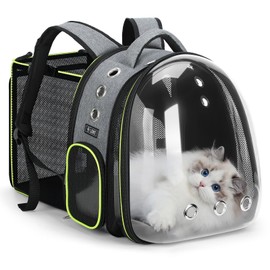 Lekereise Cat Backpack Carrier, Expandable Large Space Cat Bubble Backpack for Kitty Small Dog up to 18lbs, Transparent Pet Carrier for Travel, Hiking, Walking & Outdoor, Gray