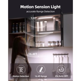 Under Cabinet Lighting, LED Motion Sensor Light Indoor, Rechargeable Closet Lights Battery Operated, Dimmable Under Cabinet Lights with 3 Color Temps, Wireless Under Counter Lights for Kitchen(6Pack)