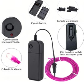 Cable de luz de neón EL de 19,6 ft/6 m, tira de luz LED con 3 modos de iluminación, IP65 resistente al agua, tira led neon cortable para Navidad,decoración bricolaje, fiesta y decoración del hogar