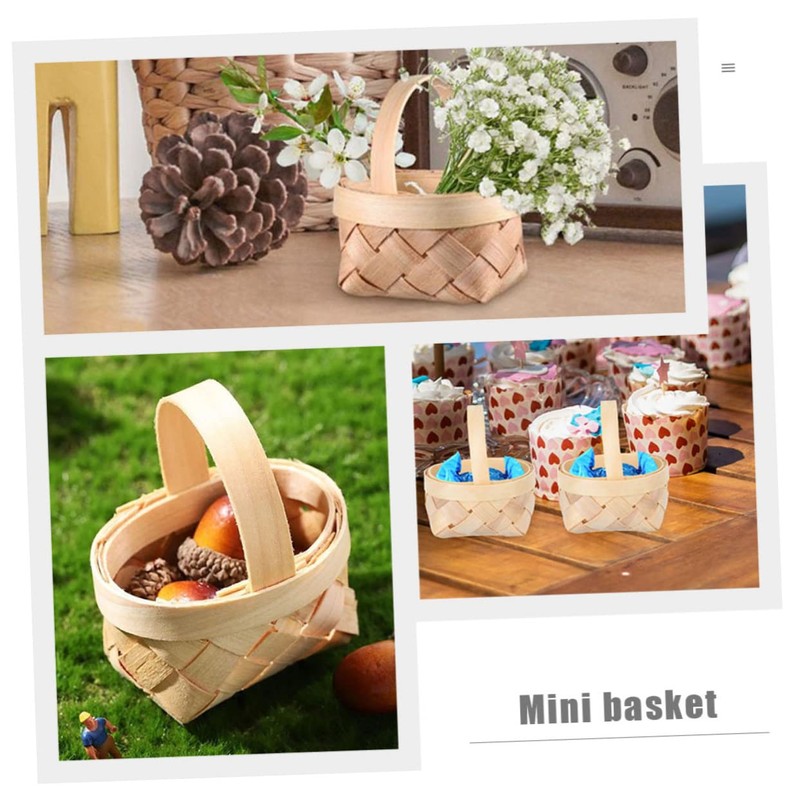Gatuida Handmade Wooden Mini Basket Multi-function Household Woven Basket for