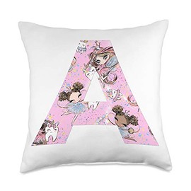 Tooth Fairy Pillow's Gifts & Accessories for Girls Monogramm A I Cute Pink Tooth Fairy & Princess Bedroom Decor Throw Pillow, 18x18, Multicolor