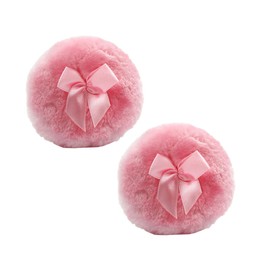 Baluue 2pcs Fluffy Powder Puff Soft Body Cosmetic Applicator for Powder Gentle and Comfortable for Daily Use Lovely for Home and Salon