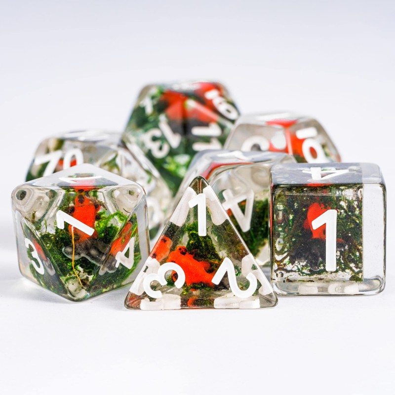 cusdie 7-Die DND Dice, Polyhedral Dice Set Filled with Animal,