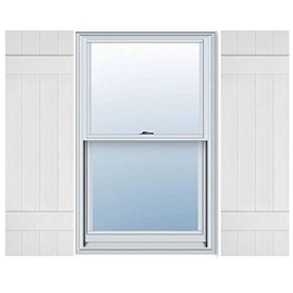 14 Inch x 47 Inch Standard Board & Batten Exterior Vinyl Shutter, Paintable (Pair)