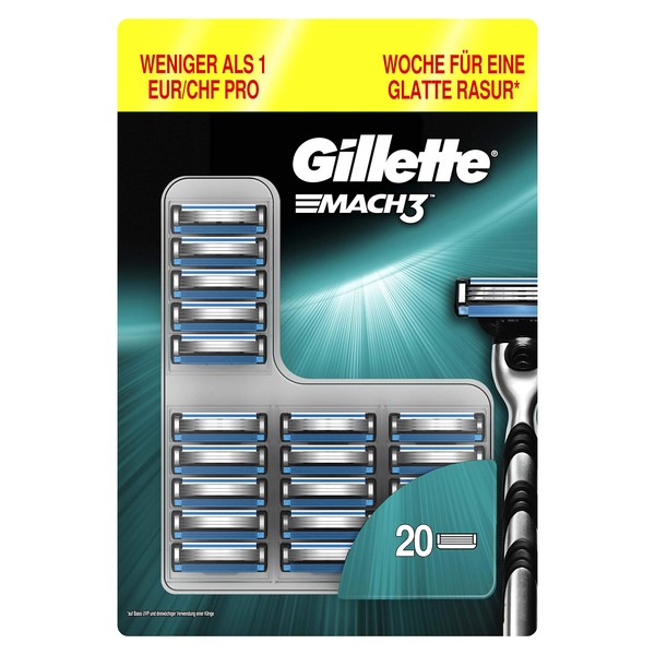 Gillette Mach3 Razor Blades for Men, Pack of 20