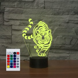 SUPERHONGJIHAO Night Light for Children, 3D Tiger LED Lamp with Remote Control, 16 Colour Changing, Birthday Gift for Children