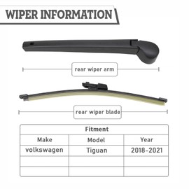 HODEE Rear Wiper Arm Blade Nut Set Replacement for VW Volkswagen Tiguan 2018-2020,Back Windshield Wiper Assembly with Window Wiper Cap Cover Accessories,OE:5NN-955-427-03C