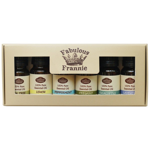 100% Pure Essential Oil First Aid Set - Eucalyptus, Lavender, Lemon, Oregano, Peppermint, Tea Tree - Great for Aromatherapy