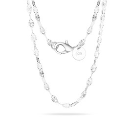 Casxyue 925 Silver Chain For Women Girls 16" 18" 20" 22'' 24" 26'' 28" 30" Inch Curb/Snake/Cross/Box/Bead Chain Necklaces (Silver-2mm, 26inch)