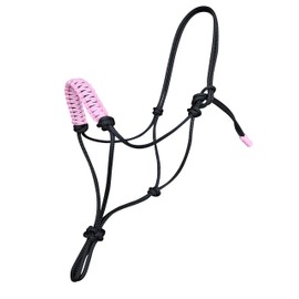 HUNTERS SADDLERY Horse Rope Halters Headcollars Compatible with Parelli Natural Horsemanship Training (Full, Pink Braid)