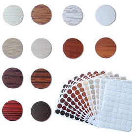12 Sheets Home Office Screw Holes Cover Caps Stickers, Self Adhesive PVC Cover Caps, Screw Hole Sticker for Wall Furniture Repairing Cabinets Bookcase Desk (Multi)