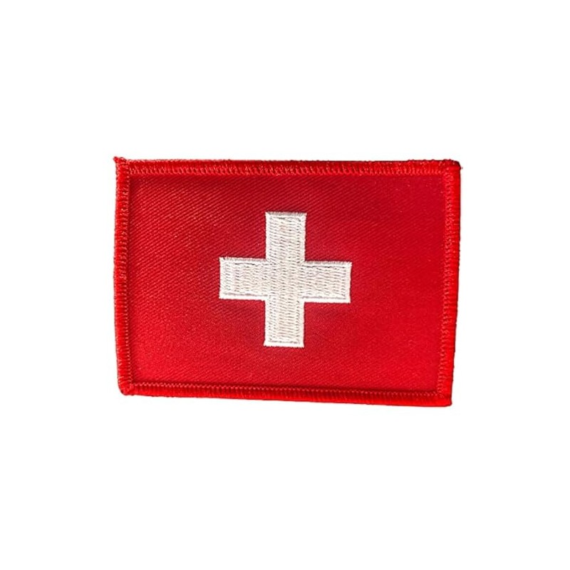 Switzerland Flag 2.5-3.5" Embroidered Iron-On Patch