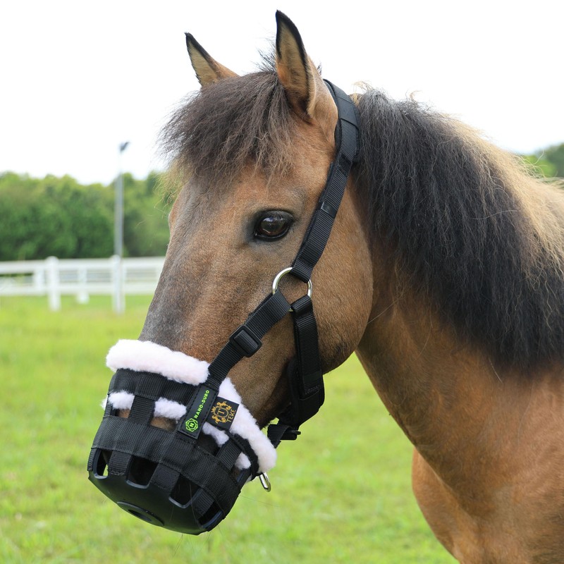 T TEKE Nano-Duro II Deluxe Horse Grazing Muzzle with Fleece