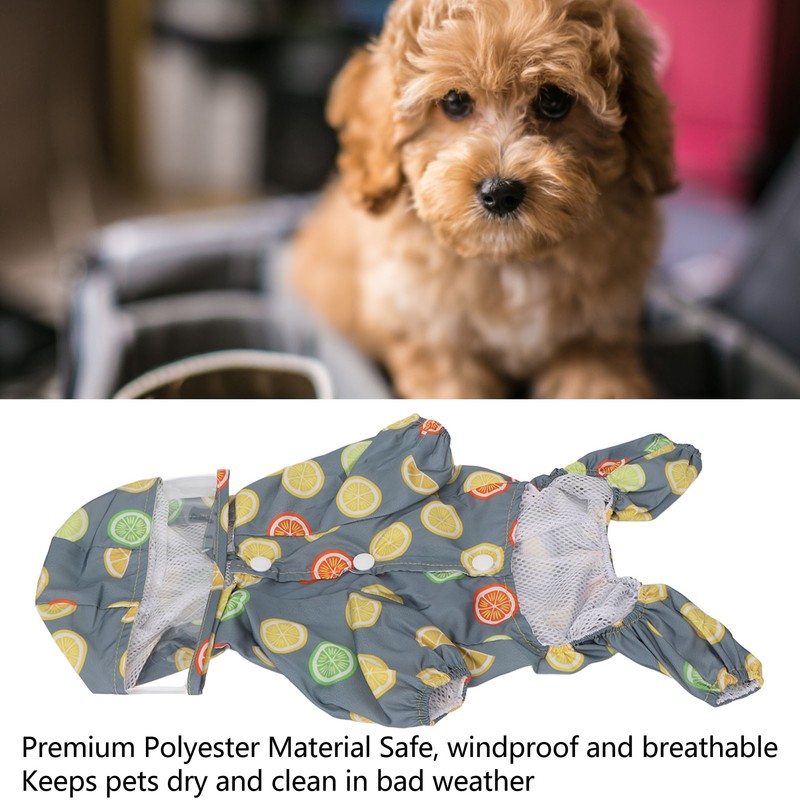 Dog Raincoat Hooded Reflective Windproof Breathable Lightweight Pet Rain Jacket