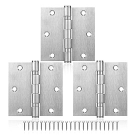MOZCORN 3 Pack Door Hinges 3 x 3 Inches, Heavy Duty Stainless Steel Ball Bearing Hinges with Screws, Non Removable Pin, Brushed Nickel, Smooth and Quiet