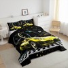 Feelyou Yellow Black Race Car Comforter Set Twin Size, Extreme