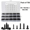 HanTof 750 Pcs Small/Micro/Tiny/Mini Self-Tapping Screws, M1.7-M3 Phillips Pan Head,