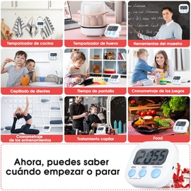 YOMYM Temporizador de Cocina Digital 4 Paquetes, Cronometro Electrónico Multifuncional, Timer de Gestión de Aprendizaje, Temporizadores Digitales Magnéticos para Cocina(Blanco)