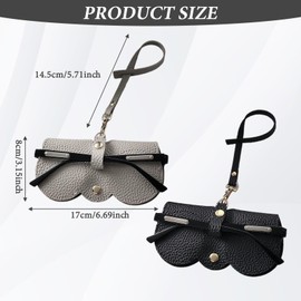 Roinaid Pack of 2 Sunglasses Case, Portable Glasses Bag, Sunglasses Bag Made of Soft Leather, Sunglasses Bag Made of Leather, Suitable for All Glasses Types, with Lens Cloth (Black and Grey),