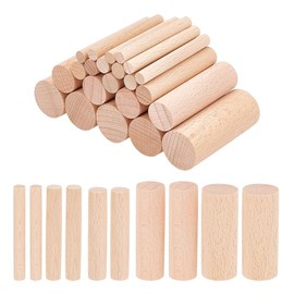 NBEADS 50 Pcs 5 Sizes Wooden Small Cylinder, About 1.97x0.24-0.79 Inch Unfinished Wooden Craft Column Round Solid Beech Wood Craft Sticks for DIY Arts and Craft Home Garden Decoration, Bisque