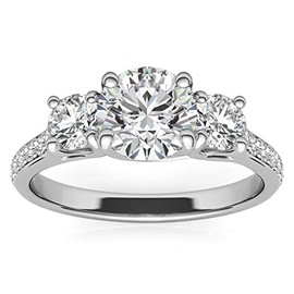 Luyona 3 Stone Moissanite Engagement Rings for Women, 1 ct tw D Color VVS1 Clarity Lab Created Diamond Rings 14K White Gold Vermeil Moissanite Rings for Women Anniversary Jewelry Gifts-W6