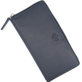 Baur Women's Genuine Leather Wallet with RFID Protection, Large Wallet, Many Card Slots, Wallet with All-Round Zip, Women's Wallets, darkblue, Classic