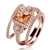 Uloveido Rose Gold Plated Square Orange Yellow Cubic Zirconia Cross
