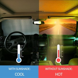 PIUGILH Car Windshield Sunshade UV Ray Reflector for Hummer H2 2003-2007 Front Window Sun Shade Shield Cover Foldable Reflective Sun Visor