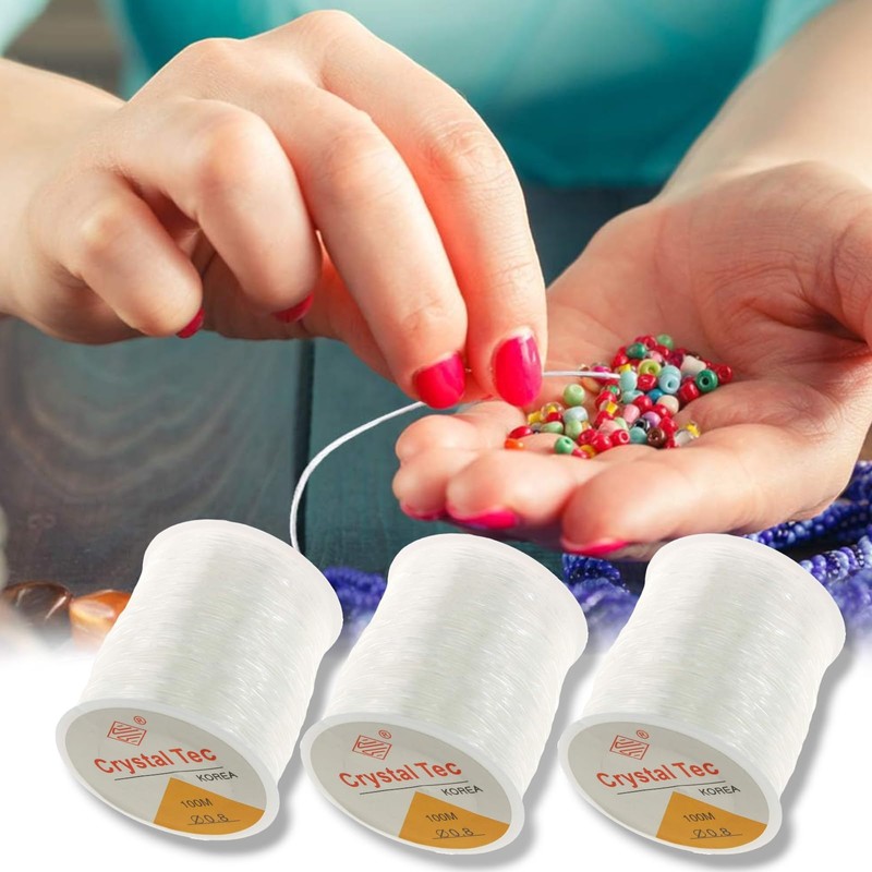 INOVIS 3 Hilos Elastico Transparente para Pulseras Bisuteria Manualidades Cordon