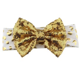 VEICOSTT Baby Girl Leopard Headband 5'' Glitter Big Bow Headbands Toddler Infant Elastic Sequin Bowknot Headband Metallic Bronzing Gilding Gold Hairband Turban Headwrap ZHB44 (Sequin Style, One Size)