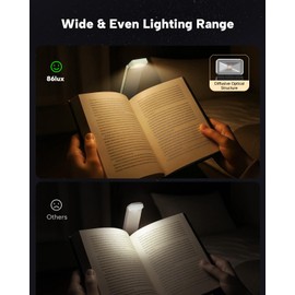86lux Book Light, Rechargeable Clip-On LED Reading Light for Bed & Night Use - 3 Color Temperatures with Stepless Dimming, Ultralight Bookmark Design for Kids, Book Lovers, Mint Green