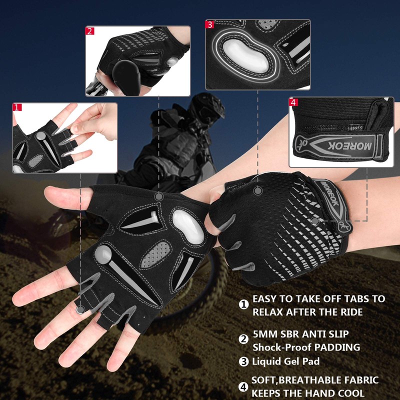 MOREOK Cycling Gloves Bicycle Road Bike Gloves, Half Finger Gel