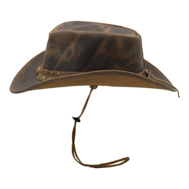 WALKER AND HAWKES - Leather Cowhide Outback Two-Tone Brisbane Hat - Autumn Brown - XX-Large (61cm)