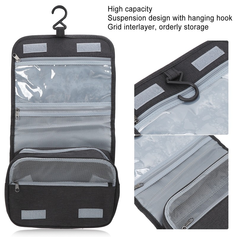 Hanging Toiletry Bag Large Capacity Grid Interlayer Classification Storage Waterproof