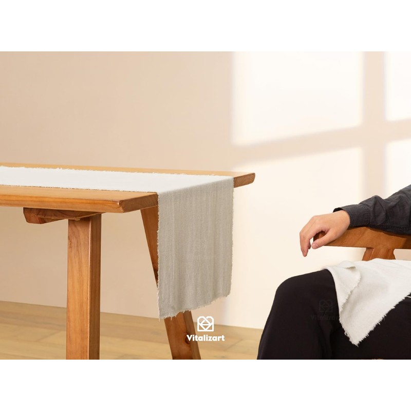 Vitalizart Green Table Runner 14 x 90 Inches Long Slub