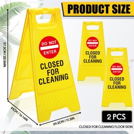Geetery 2 Pcs Closed for Cleaning Floor Sign Two Sided Folding Bright Yellow Warning Signs for Commercial Use