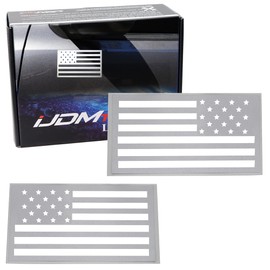 iJDMTOY Reflective Silver/White US Flag Vinyl Decal Stickers Compatible with Dodge Chevy GMC Ford Nissan Toyota Truck SUV Side Doors