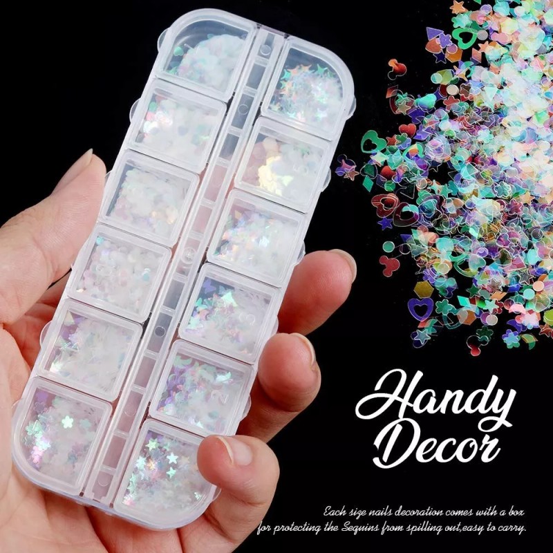 Teenitor Maquillaje Brillo Holográfico 12 Pzas Uñas Cabello Y Cuerpo