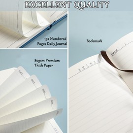 Lined Journal Notebook for Women Men, A5 192Pages College Ruled Leather Hardcover Notebook with Pen Loop for Journaling Writing, Blue